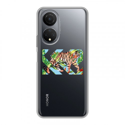 Полупрозрачный дизайнерский пластиковый чехол для Huawei Honor X7 Прозрачные тигры