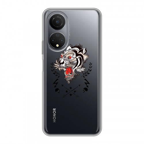 Полупрозрачный дизайнерский пластиковый чехол для Huawei Honor X7 Прозрачный тигр