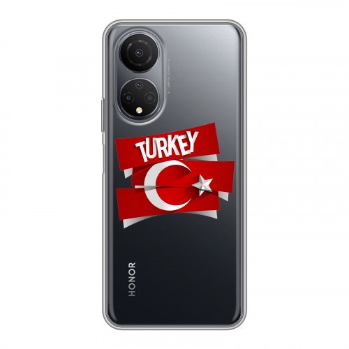 Полупрозрачный дизайнерский силиконовый чехол для Huawei Honor X7 Флаг Турции