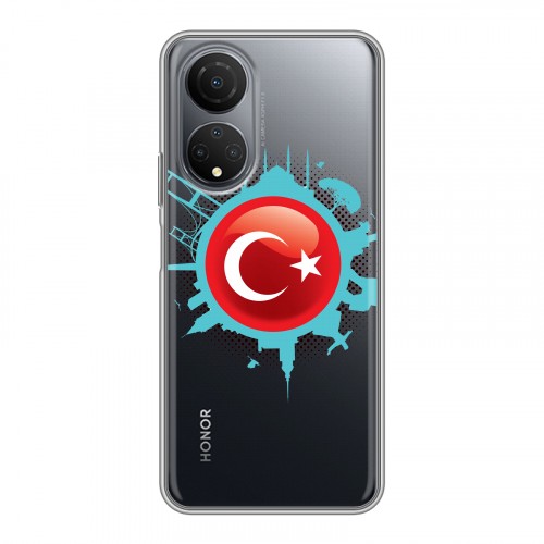 Полупрозрачный дизайнерский пластиковый чехол для Huawei Honor X7 Флаг Турции