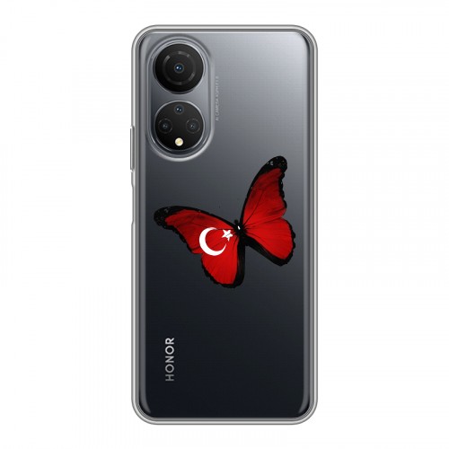 Полупрозрачный дизайнерский силиконовый с усиленными углами чехол для Huawei Honor X7 Флаг Турции