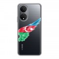 Полупрозрачный дизайнерский силиконовый с усиленными углами чехол для Huawei Honor X7 Флаг Азербайджана