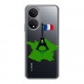 Полупрозрачный дизайнерский силиконовый с усиленными углами чехол для Huawei Honor X7 Флаг Франции