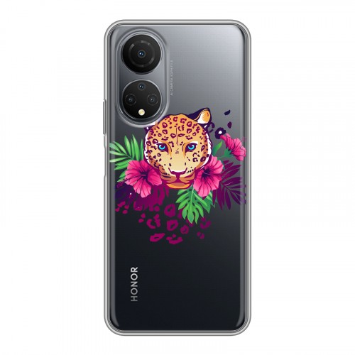 Полупрозрачный дизайнерский пластиковый чехол для Huawei Honor X7 Прозрачные леопарды