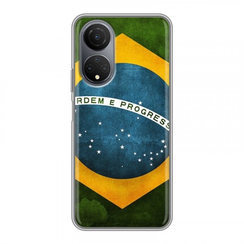Дизайнерский силиконовый с усиленными углами чехол для Huawei Honor X7 Флаг Бразилии