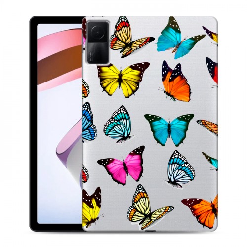 Полупрозрачный дизайнерский силиконовый чехол для Xiaomi RedMi Pad прозрачные Бабочки 