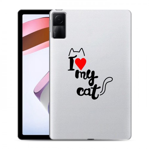Полупрозрачный дизайнерский силиконовый с усиленными углами чехол для Xiaomi RedMi Pad Прозрачные кошки
