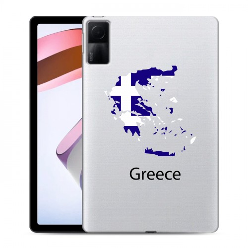 Полупрозрачный дизайнерский силиконовый чехол для Xiaomi RedMi Pad флаг греции
