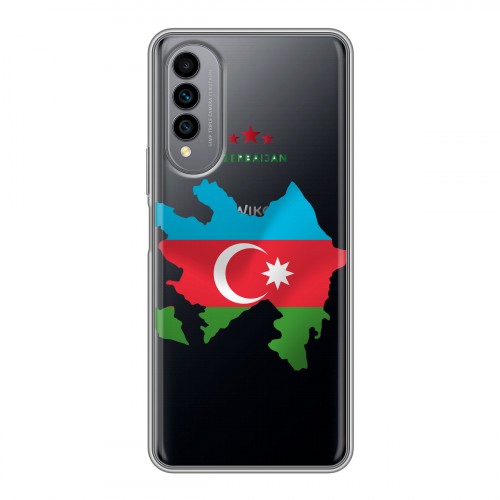 Полупрозрачный дизайнерский пластиковый чехол для Wiko T50 Флаг Азербайджана
