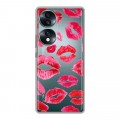 Полупрозрачный дизайнерский пластиковый чехол для Huawei Honor 70 Прозрачные поцелуи