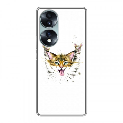 Полупрозрачный дизайнерский пластиковый чехол для Huawei Honor 70 Прозрачные кошки
