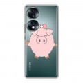 Полупрозрачный дизайнерский силиконовый с усиленными углами чехол для Huawei Honor 70 Прозрачные свинки