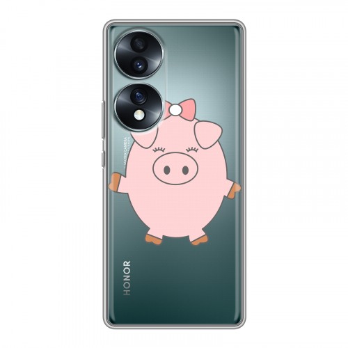 Полупрозрачный дизайнерский пластиковый чехол для Huawei Honor 70 Прозрачные свинки