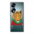 Полупрозрачный дизайнерский пластиковый чехол для Huawei Honor 70 Прозрачные тигры