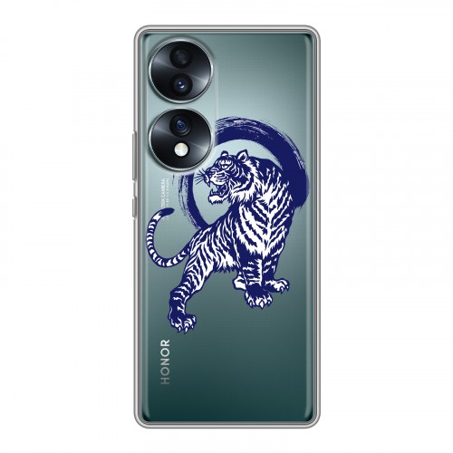 Полупрозрачный дизайнерский пластиковый чехол для Huawei Honor 70 Прозрачные тигры