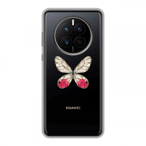 Полупрозрачный дизайнерский силиконовый с усиленными углами чехол для Huawei Mate 50 прозрачные Бабочки 