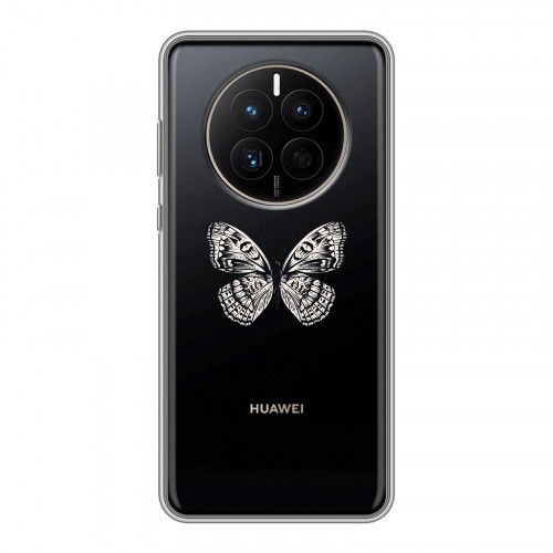 Полупрозрачный дизайнерский пластиковый чехол для Huawei Mate 50 прозрачные Бабочки 