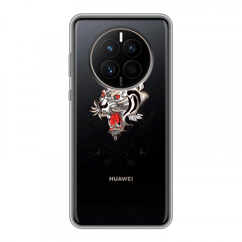 Полупрозрачный дизайнерский пластиковый чехол для Huawei Mate 50 Прозрачный тигр