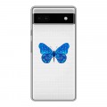 Полупрозрачный дизайнерский силиконовый с усиленными углами чехол для Google Pixel 6a прозрачные Бабочки 