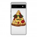 Полупрозрачный дизайнерский пластиковый чехол для Google Pixel 6a Прозрачная Пицца