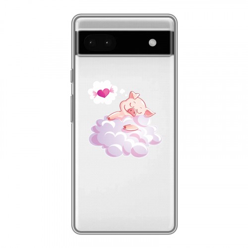 Полупрозрачный дизайнерский силиконовый с усиленными углами чехол для Google Pixel 6a Прозрачные свинки