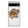 Полупрозрачный дизайнерский пластиковый чехол для Google Pixel 6a Прозрачные тигры