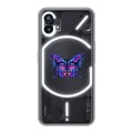 Полупрозрачный дизайнерский силиконовый с усиленными углами чехол для Nothing Phone (1) прозрачные Бабочки 