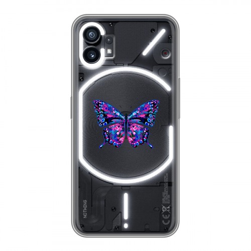 Полупрозрачный дизайнерский силиконовый с усиленными углами чехол для Nothing Phone (1) прозрачные Бабочки 
