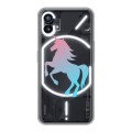 Полупрозрачный дизайнерский пластиковый чехол для Nothing Phone (1) Прозрачные лошади и единороги 