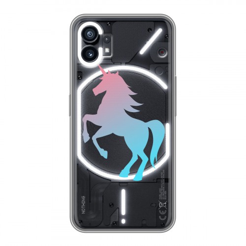 Полупрозрачный дизайнерский силиконовый чехол для Nothing Phone (1) Прозрачные лошади и единороги 