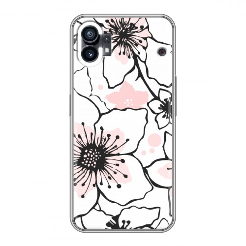 Дизайнерский силиконовый с усиленными углами чехол для Nothing Phone (1) Японские розовые мотивы
