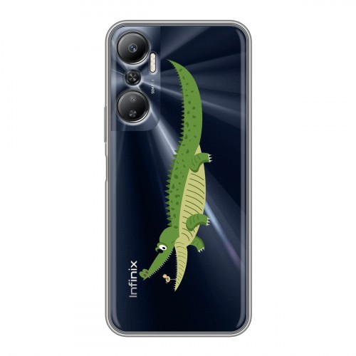 Полупрозрачный дизайнерский силиконовый с усиленными углами чехол для Infinix Hot 20 Прозрачные крокодилы