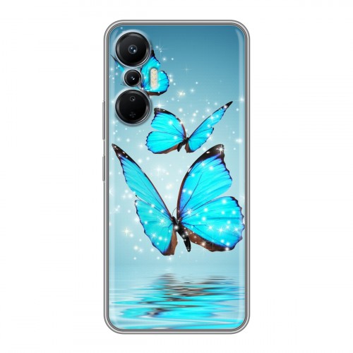 Дизайнерский силиконовый чехол для Infinix Hot 20S Бабочки голубые