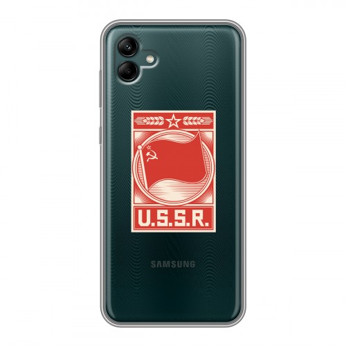 Полупрозрачный дизайнерский силиконовый чехол для Samsung Galaxy A04 Флаг СССР