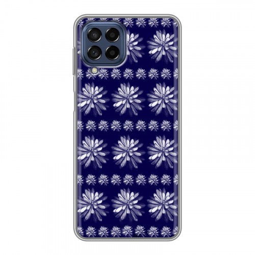 Дизайнерский силиконовый с усиленными углами чехол для Samsung Galaxy M53 5G Монохромные цветы