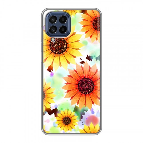 Дизайнерский силиконовый с усиленными углами чехол для Samsung Galaxy M53 5G Органические цветы