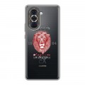 Полупрозрачный дизайнерский силиконовый с усиленными углами чехол для Huawei Nova 10 Символика льва