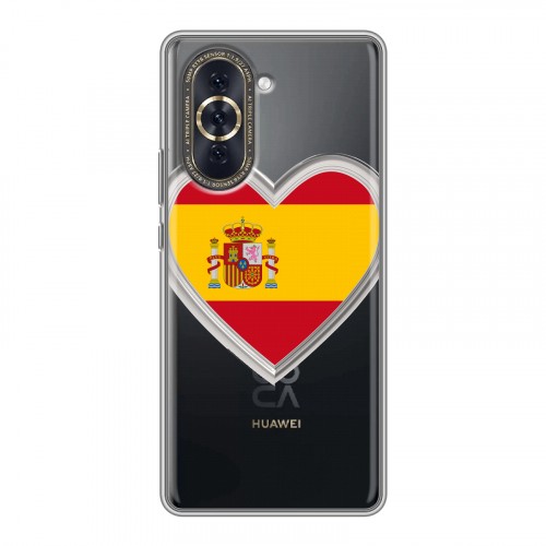 Полупрозрачный дизайнерский силиконовый с усиленными углами чехол для Huawei Nova 10 флаг Испании