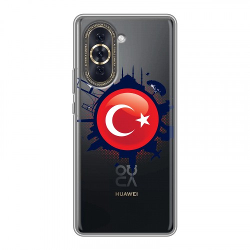 Полупрозрачный дизайнерский пластиковый чехол для Huawei Nova 10 Флаг Турции