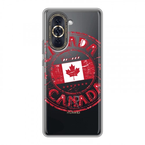Полупрозрачный дизайнерский силиконовый с усиленными углами чехол для Huawei Nova 10 Флаг Канады