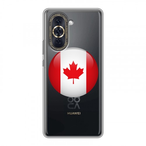Полупрозрачный дизайнерский силиконовый с усиленными углами чехол для Huawei Nova 10 Флаг Канады