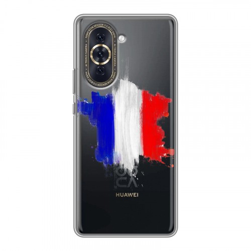Полупрозрачный дизайнерский силиконовый с усиленными углами чехол для Huawei Nova 10 Флаг Франции