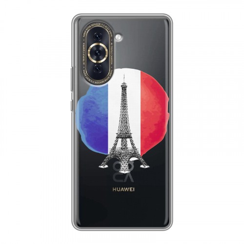 Полупрозрачный дизайнерский пластиковый чехол для Huawei Nova 10 Флаг Франции