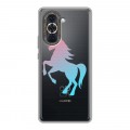 Полупрозрачный дизайнерский пластиковый чехол для Huawei Nova 10 Прозрачные лошади и единороги 