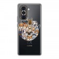 Полупрозрачный дизайнерский силиконовый с усиленными углами чехол для Huawei Nova 10 Прозрачные собаки