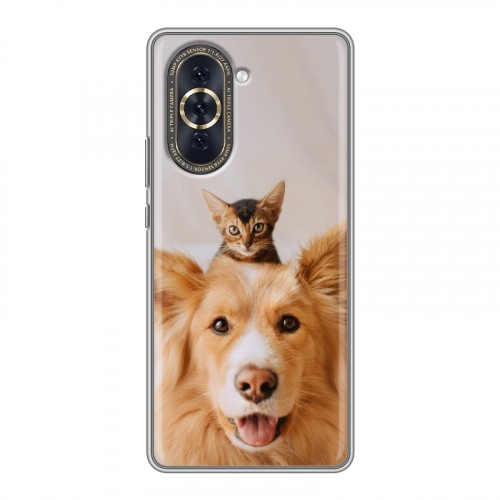Дизайнерский силиконовый с усиленными углами чехол для Huawei Nova 10 Собака и котенок