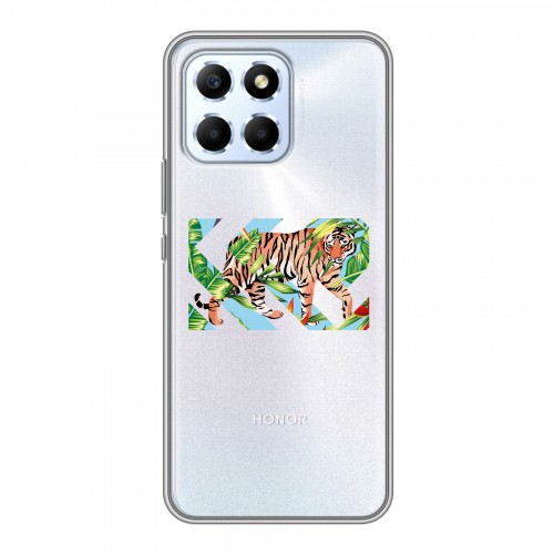 Полупрозрачный дизайнерский пластиковый чехол для Huawei Honor X6 Прозрачные тигры