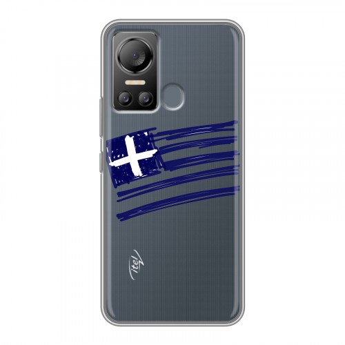 Полупрозрачный дизайнерский пластиковый чехол для Itel Vision 5 флаг греции