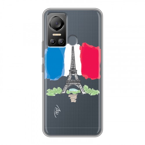 Полупрозрачный дизайнерский пластиковый чехол для Itel Vision 5 Флаг Франции