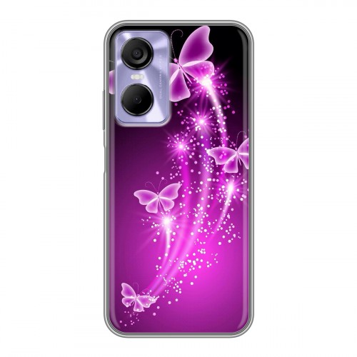 Дизайнерский силиконовый чехол для Tecno Pop 6 Pro Бабочки фиолетовые